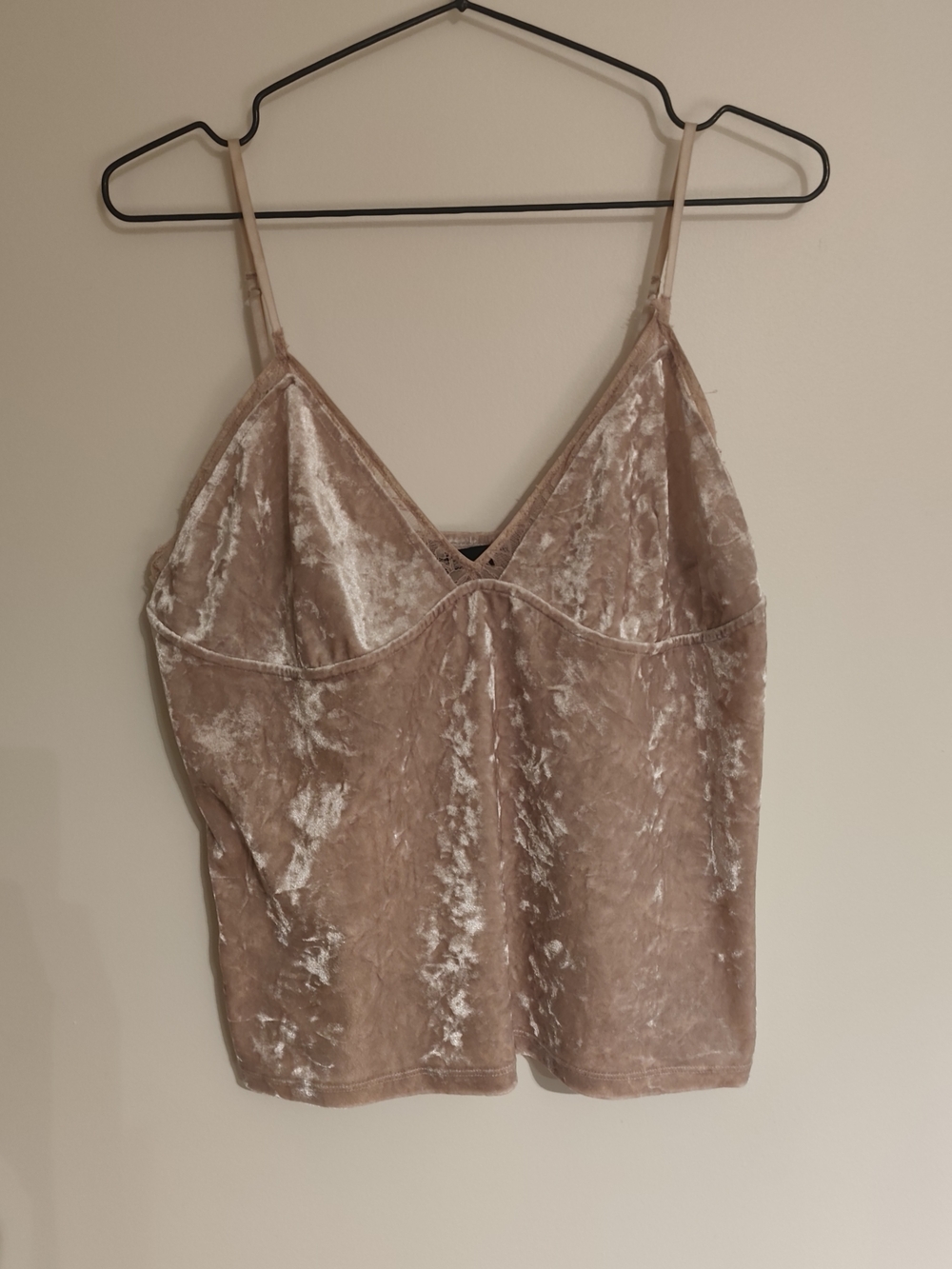 Pink Fairycore Crushed Velvet V-Neck Cami By Bik Bok Size L